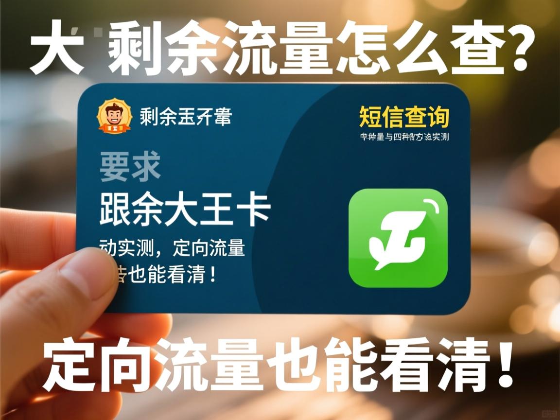 大王卡剩余流量怎么查？短信查询与四种官方方法实测，定向流量也能看清！
