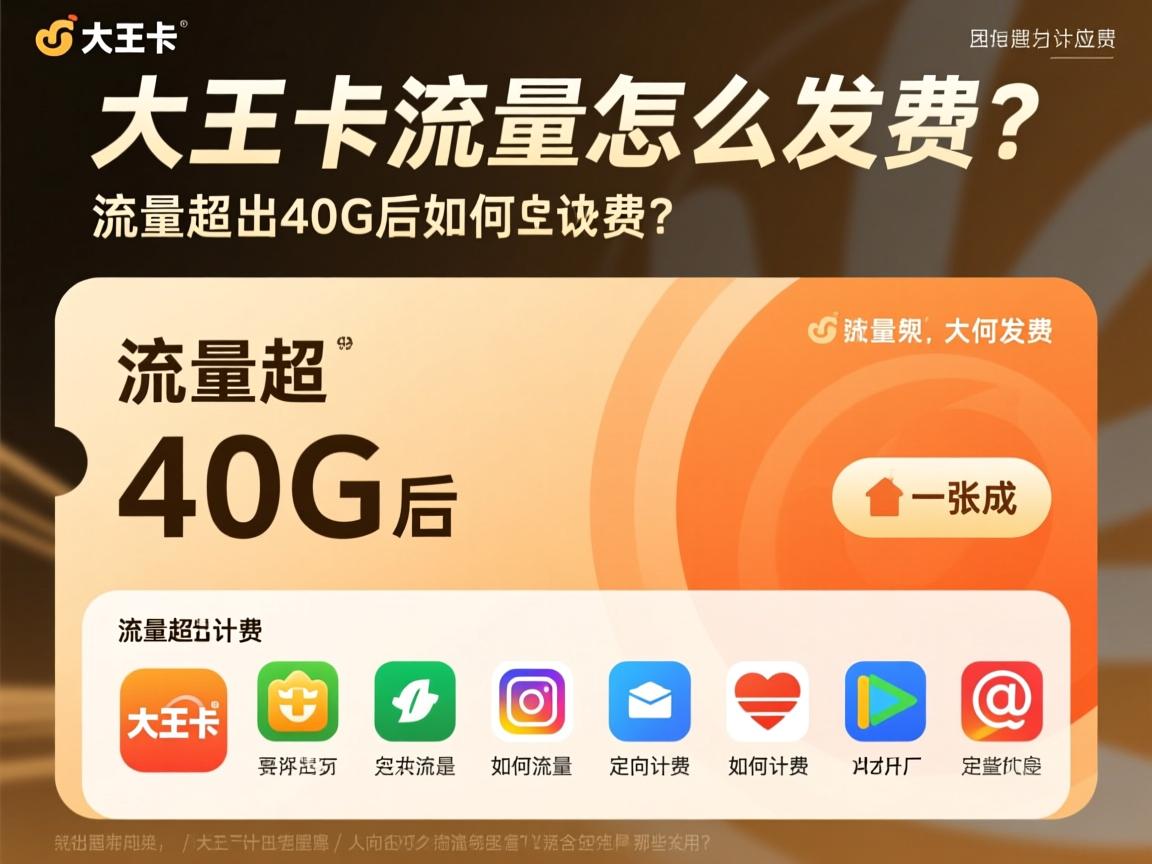 大王卡流量怎么收费？流量超出40G后如何计费以及定向流量包含哪些应用？