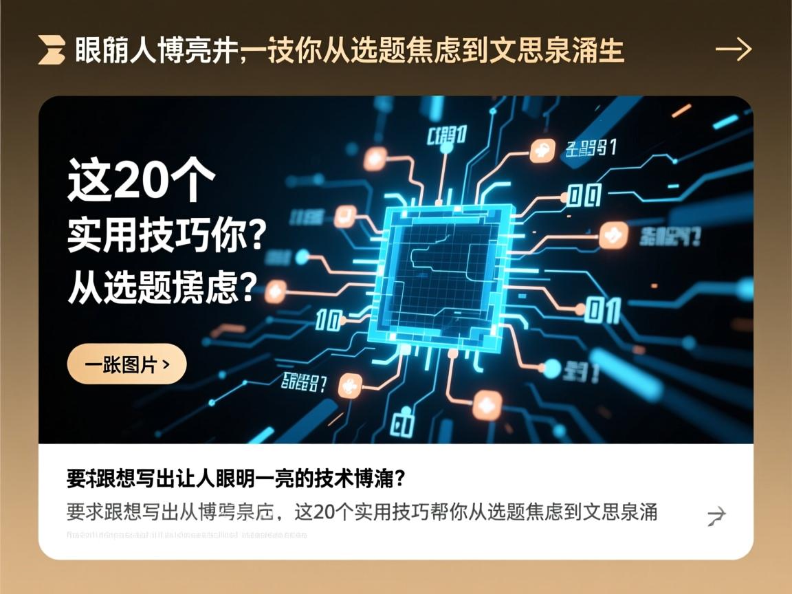 想写出让人眼前一亮的技术博客？这20个实用技巧帮你从选题焦虑到文思泉涌